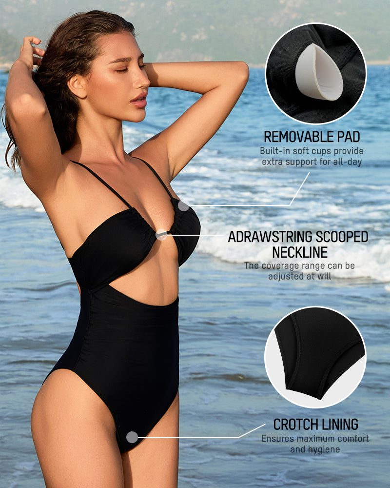 Women's One Piece Flattering Cheeky High Cut Out Cute Swimsuit